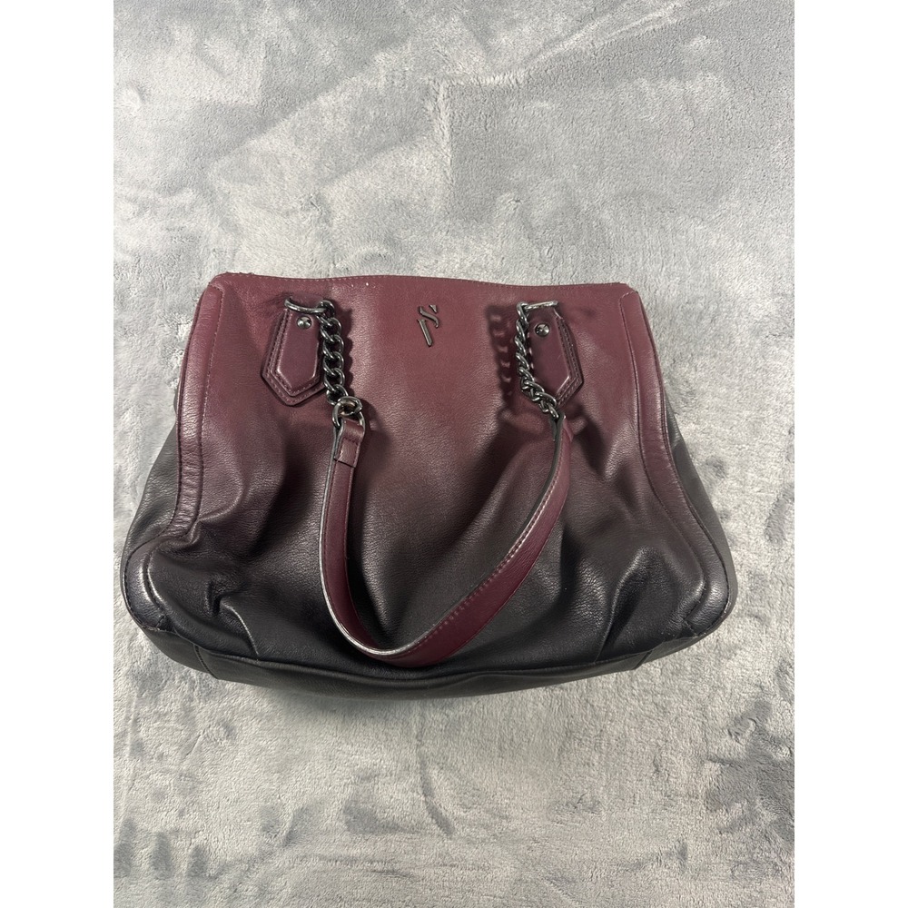 Simply Vera Vera Wang Ombre Tote Bag Burgundy Black Faux Leather Chain Strap